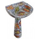 Mexican Talavera Pedestal Sink Mariposas Azul Marino